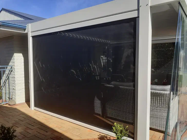 Drop Down Awning - Custom side for an outdoor Louvre system