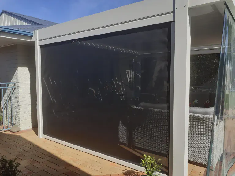 Drop Down Awning - Custom side for an outdoor Louvre system