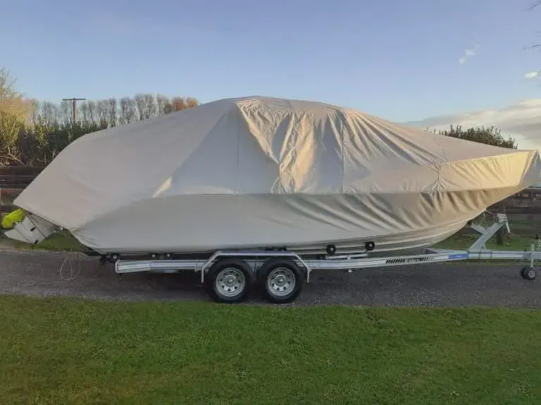 White Pull-over Boat Cover - Pull-over white boat cover made to fit